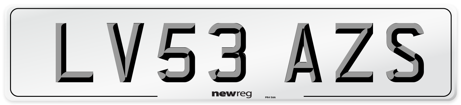 LV53 AZS Number Plate from New Reg